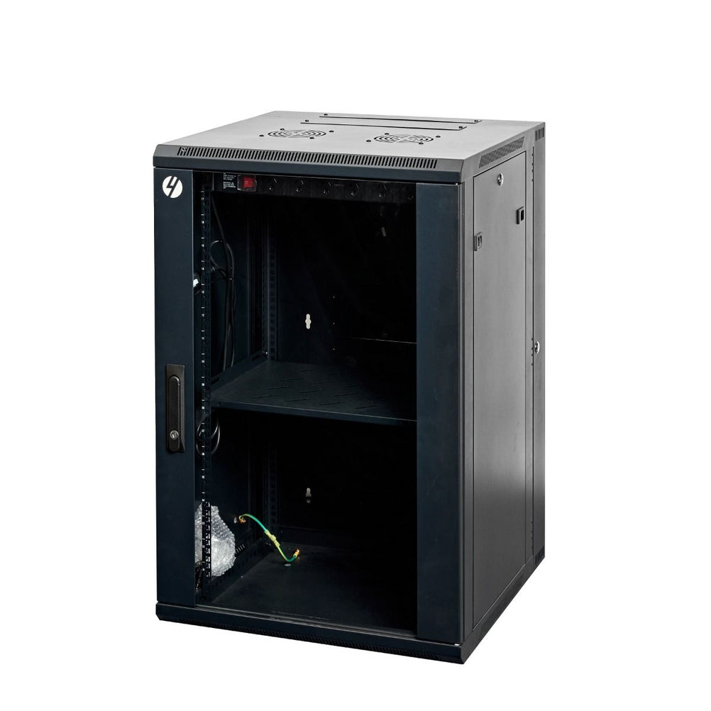 Wide Server Rack System 4Cabling 18RU 600mm Deep x 600mm Wide Hinged Wall Mount Server Rack wi